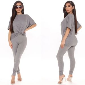 NWT Fashion Nova Gray Lounge Around Legging Set XS